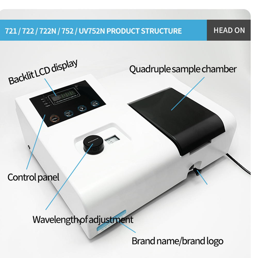 수입된 텅스텐 램프 721/722N/722N/S를 가진 Qiujing 디지털 디스플레이 수동 4-6NM 가시 분광 광도계